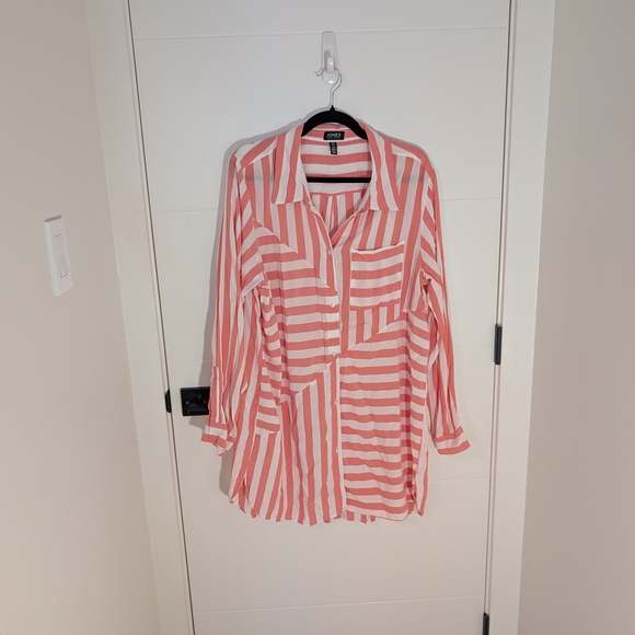 Jones New York Pink White Stripe Shirt Dress 1X - Picture 3 of 8
